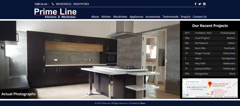 Zillion Info Solution static websites Prime Line Kitchen